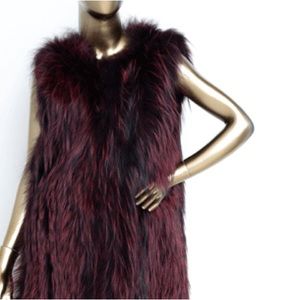 ME JANE Vivid Burgundy Faux Fur Sleeveless Vest Mob Wife Layering Overcoat